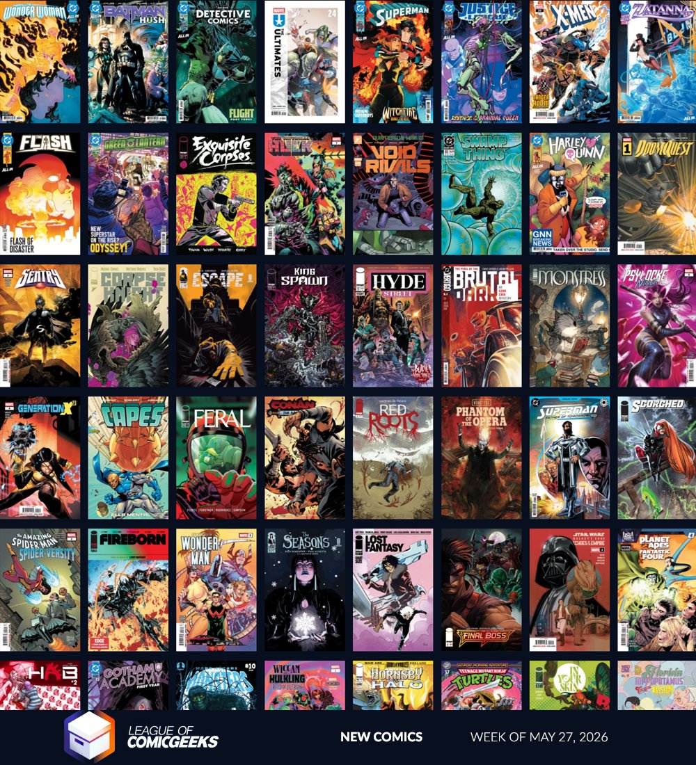 ComicGeeks's tweet photo. Did you hear about the new comics waiting to be read this week? It's New Comics Wednesday! Here are some noteworthy new titles: Did You Hear About Mimi Green?, Star Trek: Celebrations 2026, BRZRKR: Light Draws Breath, Doomquest, Wiccan &amp; Hulkling: Raid of Ultron, and more. https://t.co/FEJcfbWZx7