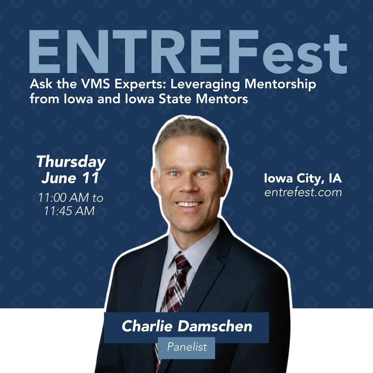 BrownWinick's tweet photo. Charlie Damschen will be joining the panel at ENTREFest for “Ask the VMS Experts: Leveraging Mentorship from Iowa and Iowa State Mentors” on Thursday, June 11, from 11:00 AM-11:45 AM.

#BeBoldBeWise #BrownWinick https://t.co/5HWRmeVyWB