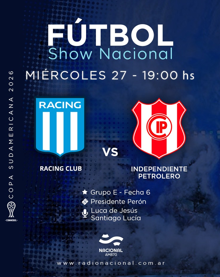 futbolshow870's tweet photo. #FútbolShowNacional ⚽️🏆¡HOY ES NOCHE DE COPA SUDAMERICANA! ¡Y LO VAS A VIVIR POR @NacionalAM870 ! 

A partir de las 18:30 hs, TRANSMITIMOS DOS PARTIDAZOS por #AM870 📻

⚽️🇦🇷RACING vs 🇧🇴 INDEPENDIENTE PETROLERO
⚽️🇦🇷RIVER vs 🇧🇴 BLOOMING

📻AM 870 https://t.co/0WuxyNhCkl
