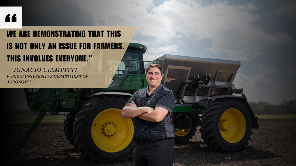 PurdueAg's tweet photo. How much nitrogen fertilizer do corn fields need to ensure optimal yields? The answer is uncertain. A new Purdue University-led study published in @NatureComms finds that accounting for this uncertainty can improve crop production, increase profits and lower environmental costs.

With the U.S. producing nearly one-third of the world’s corn, @ICiampitti, @PurdueAgronomy professor, says that this isn’t just a farmer issue – it affects everyone. 

https://t.co/mNUAydB03R

#PurdueAg