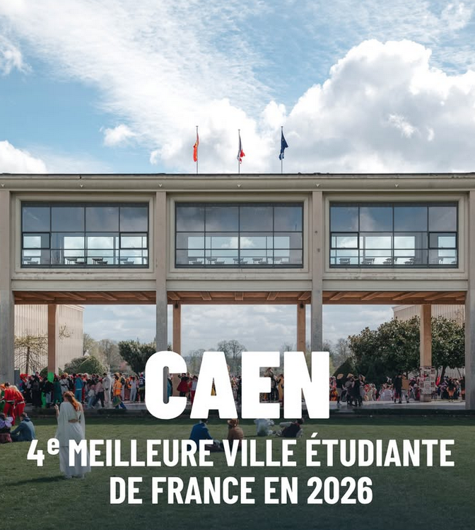 CaenOfficiel's tweet photo. 🎓 #Caen progresse et devient la 4e meilleure ville étudiante de France en 2026 selon @letudiant !
Un résultat collectif, porté avec @universitecaen, @crousnormandie, les écoles, les entreprises, les asso étudiantes, etc.
🤝Ici on vient étudier et construire son avenir. https://t.co/yaBxM48bdm