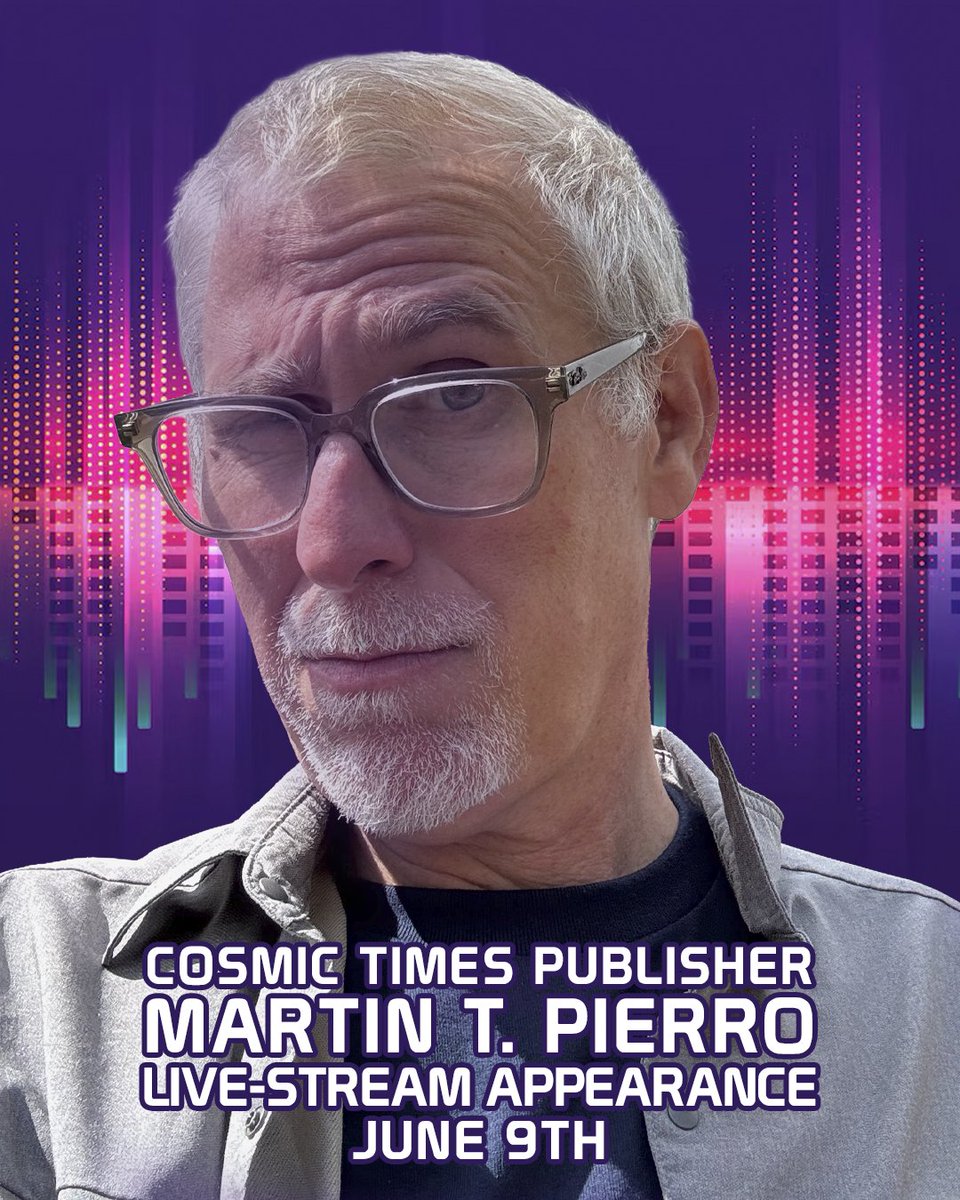 CosmicTimes's tweet photo. Martin T. Pierro is once again hitting the airwaves and you’re invited to be part of the conversation.

Tune in to the @SilverlineComic Tuesday Live-Stream on June 9th at 8:00 PM (ET). 

Expect a FUN lighthearted chat.

Tune in and BE COSMIC!

#IndieComics #ComicBooks https://t.co/d5UF7k2HfV
