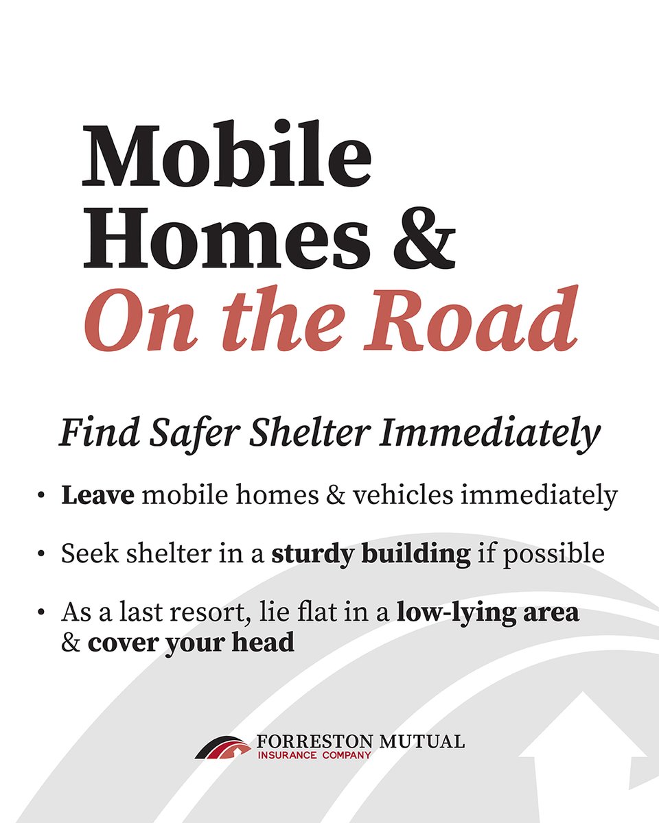 ForrestonMutual's tweet photo. When a tornado warning is issued, every second counts. 

Having a plan in place, and knowing where to go, can make all the difference in keeping you and your family safe.💛

#ForrestonMutual #TornadoSafety #BePrepared #ILStormSeason https://t.co/FbM8DfIGGK