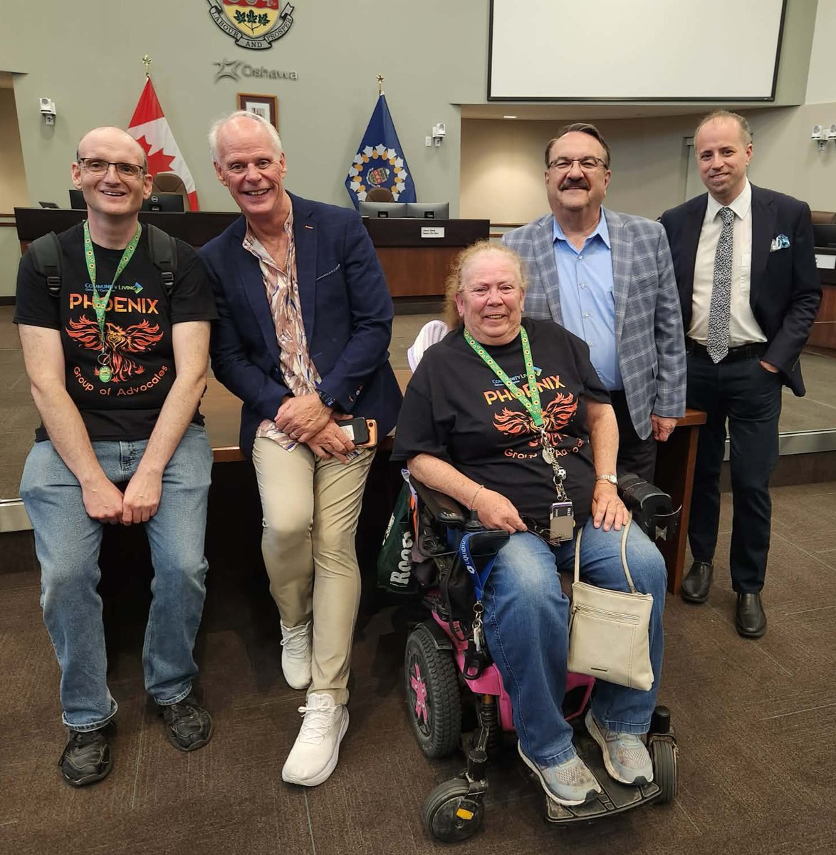 commlivingoc's tweet photo. Last night, members of CLOC's Phoenix Group of Advocates were pleased to make a delegation at the City of Oshawa's Special Council Meeting on Accessibility, Diversity and Inclusion last night to encourage the City to adopt and promote the Hidden Disability Sunflower program. https://t.co/KHeTIXgTaS
