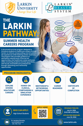 MDCPSSTEAM's tweet photo. 🚨 STEM Summer program @LARKINHOSPITAL  for high school students🚨. #YourBestChoiceMDCPS https://t.co/XQWfPBEWU2