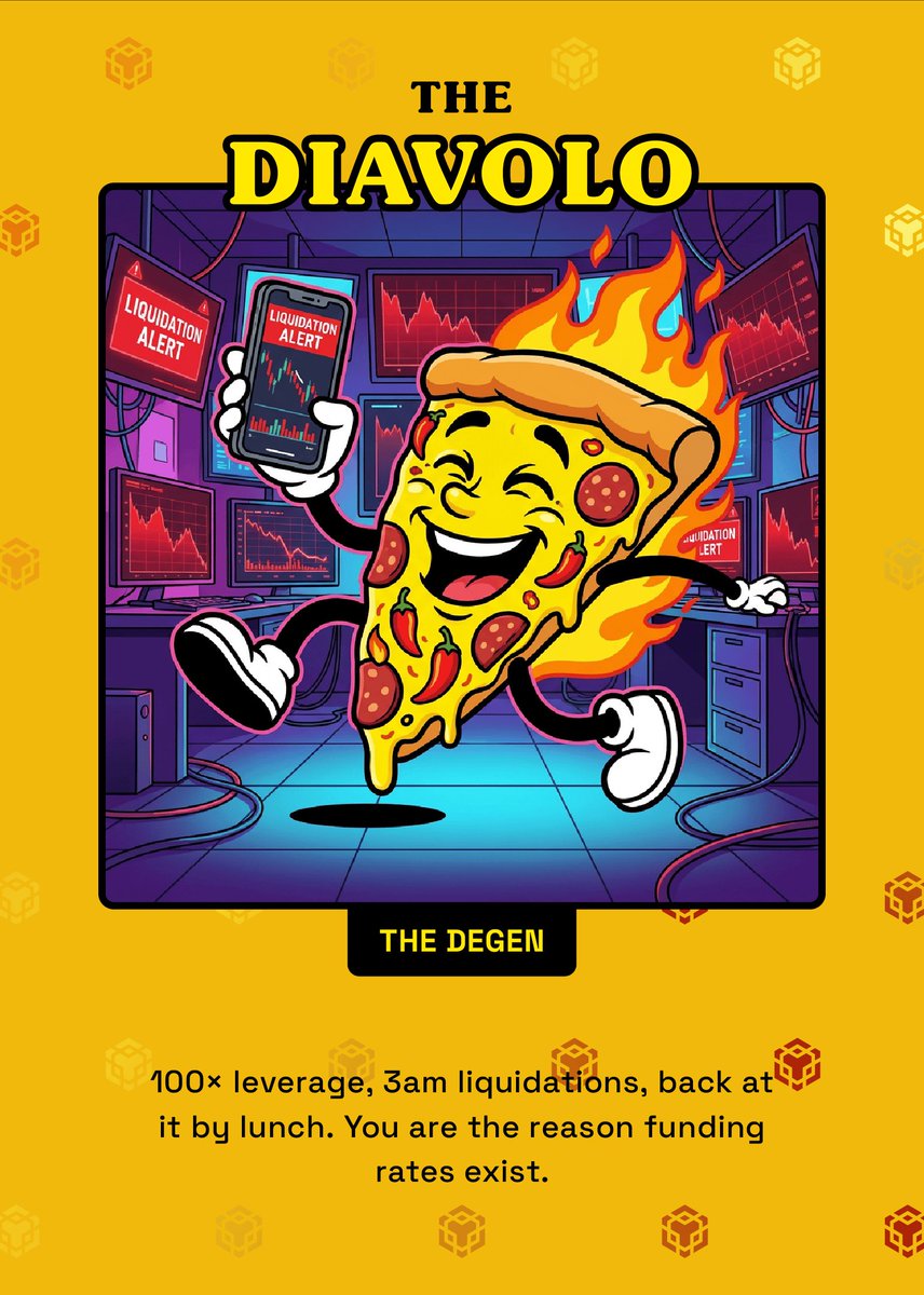 jessNFT's tweet photo. I got Diavolo 🔥 for @BNBCHAIN #BNBPizzaDay 🍕

3am liquidations, back by lunch. 😭😂😅

What flavour are you? → https://t.co/5qtuufc4H7 https://t.co/vpIE9CQiP2