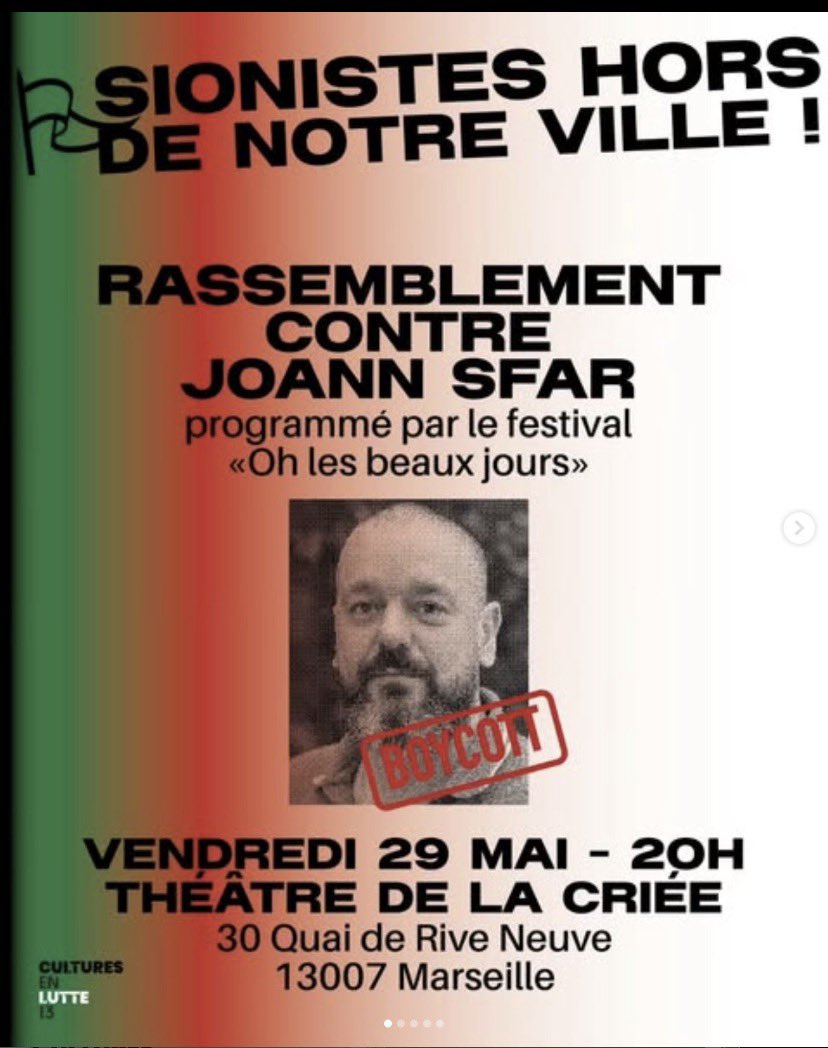 brulersamaison's tweet photo. LaBuse, CGTSpectacle13, Massicot-Aix, Groupe local Réseau salariat PACA 13, Snéad-CGT, STAA CNT-SO, STUCS CNT-SO, Sud Culture 13, Synavi PACA, Travailleureuses de l’art 13:
Vous êtes des antisémites
#Marseille #Sfar https://t.co/HP79FjE8de