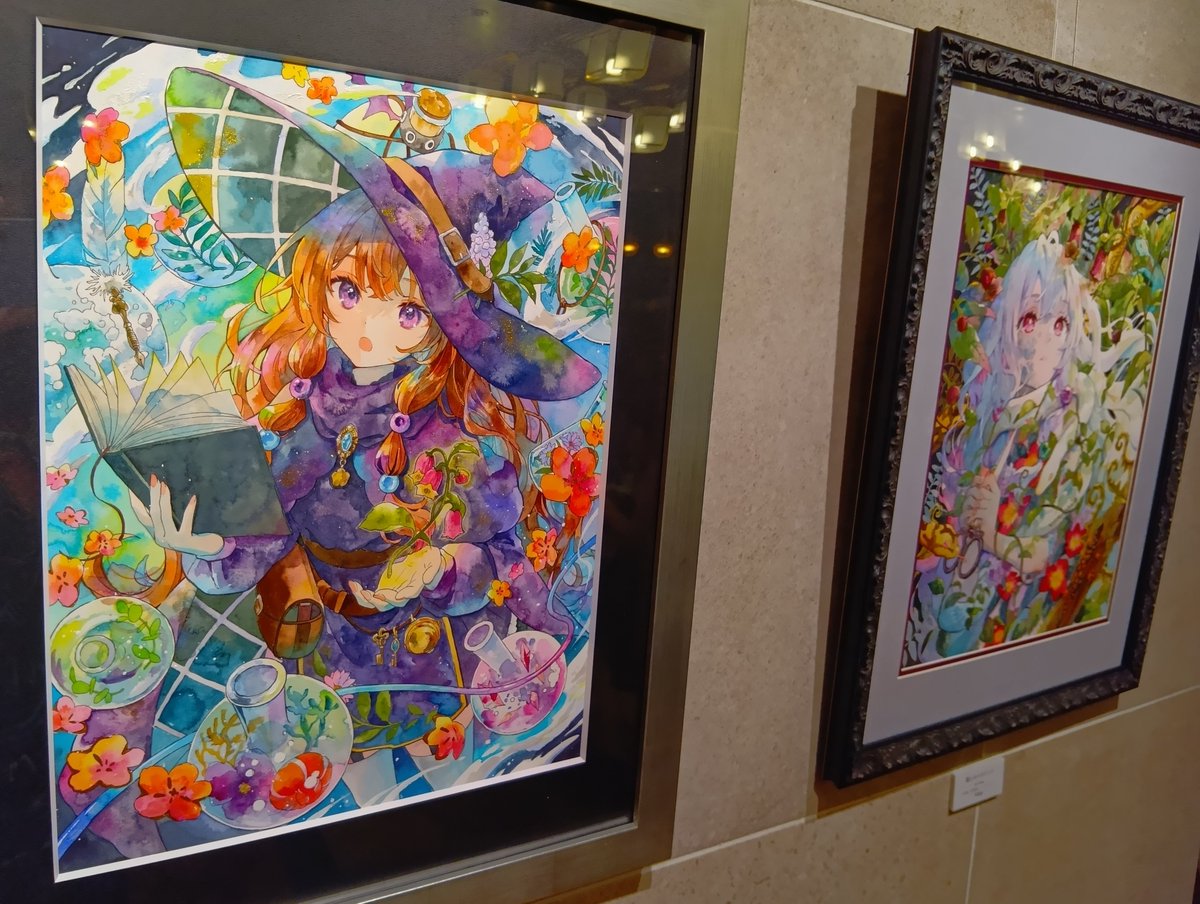 smallpainkiller's tweet photo. ゆゆはるさん(@yuyuharu_1027)の
個展｢#魔女の研究室｣の絵です。 

水彩と魔女の世界観は相性が良いのか絵に引き込まれたくなる。 

設定資料を見ると展示絵は物語として繋がっており、まさに個展の醍醐味という次第。  

絵が愛おしくなったのか、展示会場を出るのが名残惜しかったなあ。 https://t.co/ZvIsxJRAzE