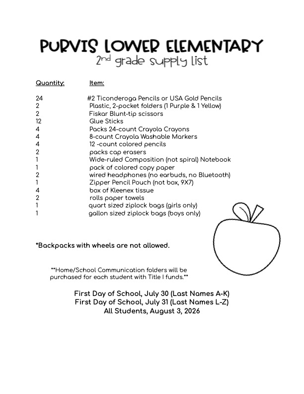 PurvisLower's tweet photo. ✏️PLE Supply Lists💜💛 #PLEtheplacetobe https://t.co/nifkxKAwRZ