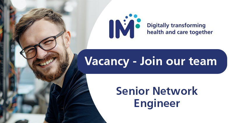 NHSiMerseyside's tweet photo. Join us in #TeamIM! 💙 

🔎 We're looking for an experienced Network Engineer to join our team. https://t.co/h1GLpNpkYQ