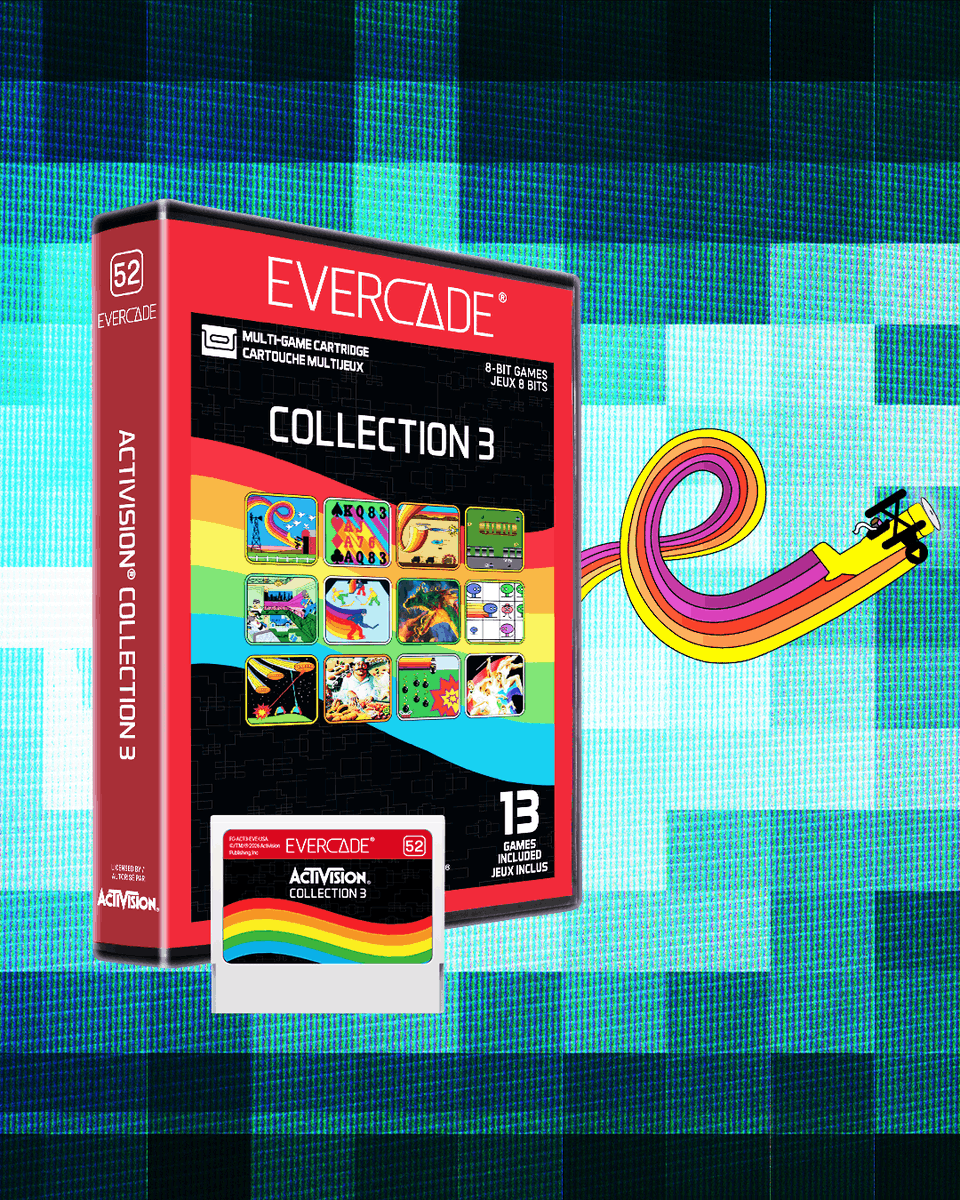 evercaderetro's tweet photo. NEW CART: The final Activision Collection is coming this June! 13 great games from the golden age of gaming are available to pre-order right now with this physical cartridge collection! Including Chopper Command, Kaboom!, Barnstorming, and more!

Find out more: https://t.co/0CzxnWSXTn