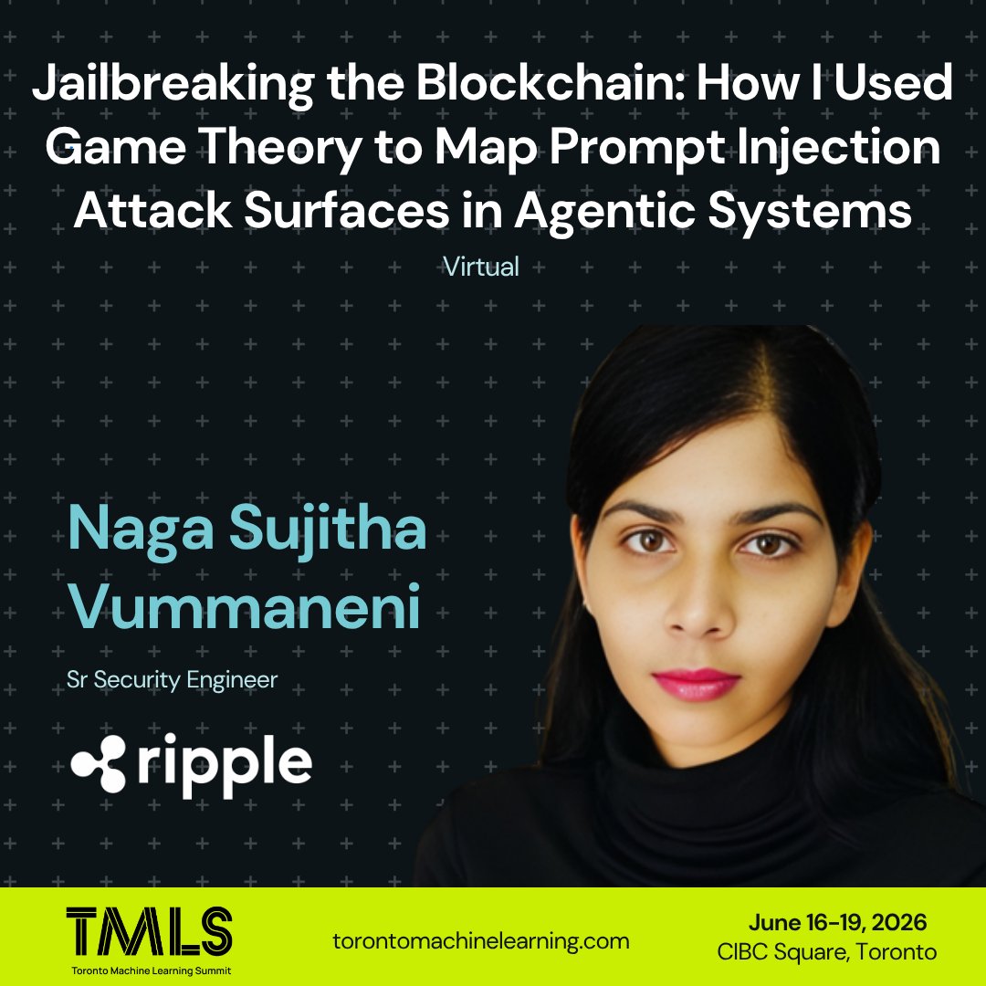 TMLS_TO's tweet photo. Agent vulnerability is primarily architectural, not a model alignment problem.

Fixing the model without addressing orchestration logic leaves the most exploitable attack surface untouched.

Naga Sujitha Vummaneni, @Ripple
TMLS 2026 → https://t.co/ZeMnODpBeq https://t.co/2RmN8XHtWY