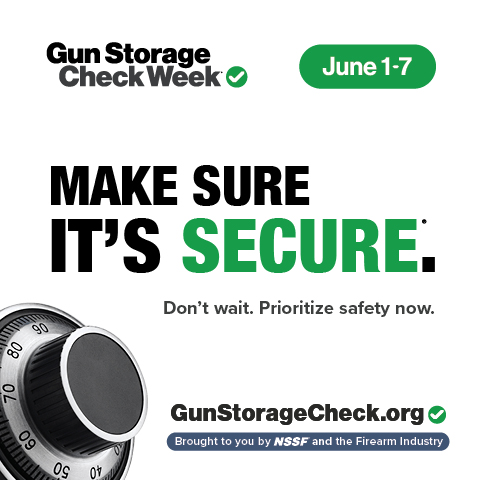 NSSF's tweet photo. Save the Date: Gun Storage Check Week™ returns June 1–7 & Sept. 1–7 📅

Take time to review your firearm storage practices and help prevent unwanted access. 🔒

Join us in spreading the message to #MakeSureItsSecure ✅

🔗 https://t.co/0HwAhKT5UE

#GunStorageCheckWeek #FirearmSafety