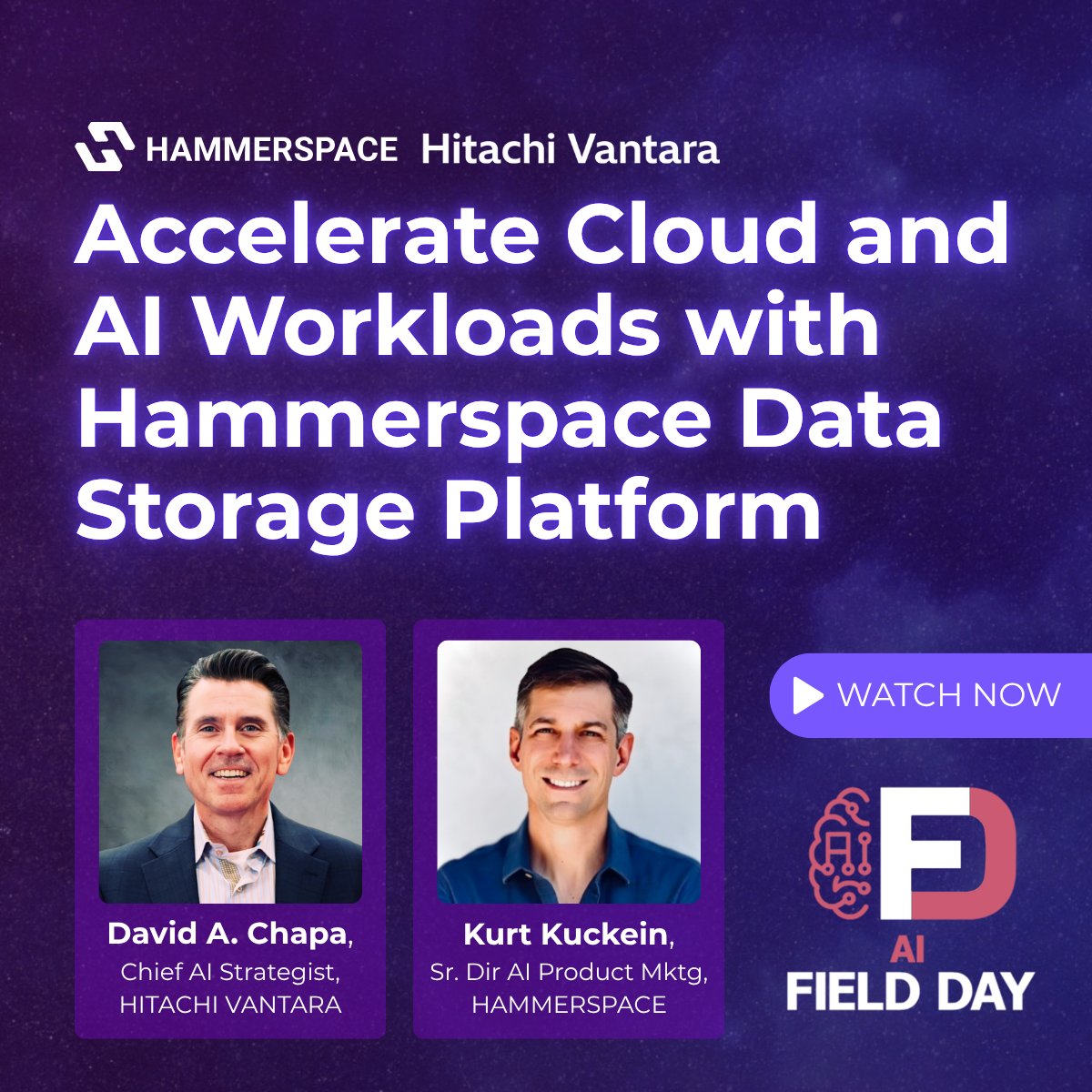 Hammerspace_Inc's tweet photo. Missed @Hammerspace_Inc & @HitachiVantara at AI Field Day?

No problem! You can catch the on-demand sessions from Kurt Kuckein & David A. Chapa at @TechFieldDay's AI Field Day - available now.

Watch the sessions now to explore accelerating cloud and AI workloads with the Hammerspace Data Storage Platform.

-> Unstructured Data and the New Economics of Enterprise AI with Hammerspace: https://t.co/0UrJpKbOo9

-> Delivering Agility in Partner Environments with Hammerspace and Hitachi Vantara: https://t.co/lR8p1wbDCN