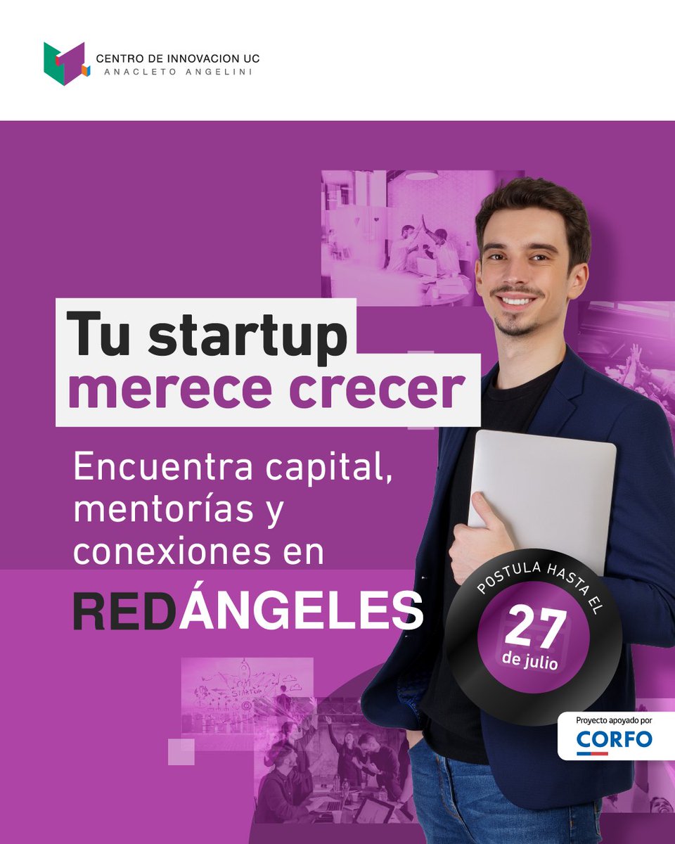 CentroinnovaUC's tweet photo. #Emprendimiento | ¡Tu startup puede transformar la industria!💡

Postula a nuestro programa #RedÁngeles, iniciativa que te permitirá conectar con oportunidades de inversión y crecimiento💫

¿Qué esperas para sumarte?

🖇️Postula hasta el 27 de julio: https://t.co/BPIA59qbPW https://t.co/VpaWWbUYB0