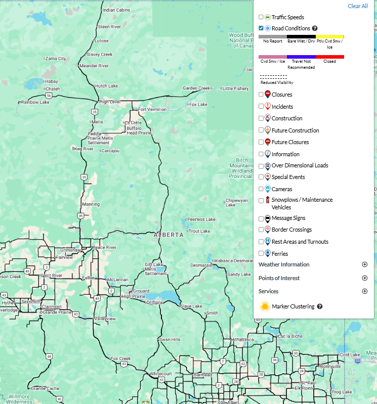 LaPrairieWorks's tweet photo. 511 Conditions Snapshot – Northern Alberta (8:00am): Bare-dry conditions in the north this morning. Drive with caution and adjust travel speeds accordingly. Conditions may change. Check 511 Alberta for updates. https://t.co/pFWvqM2QKK https://t.co/ZqMc5vGp0i