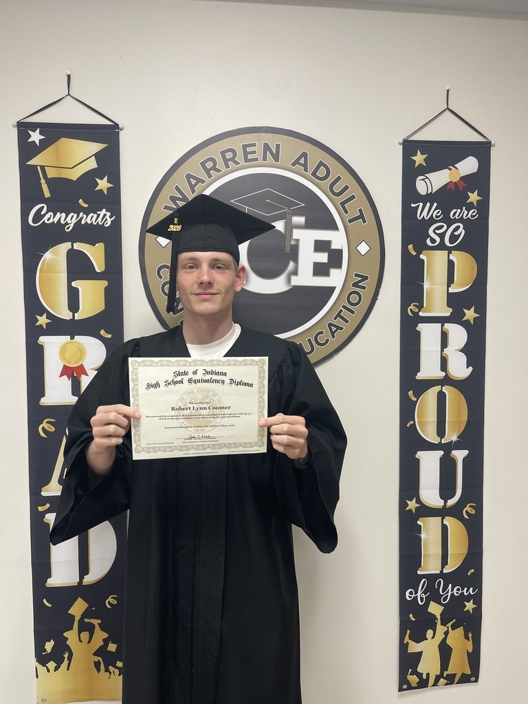 Warren_Adult_Ed's tweet photo. Congratulations, Robert Coomer, 
“Thank you guys so much for being such a great help and so kind. I loved this organization and truly appreciate it all!” #WarrenWill #IAACE #Warren_Adult_Ed #MSDWarren https://t.co/WgMbEiERB6