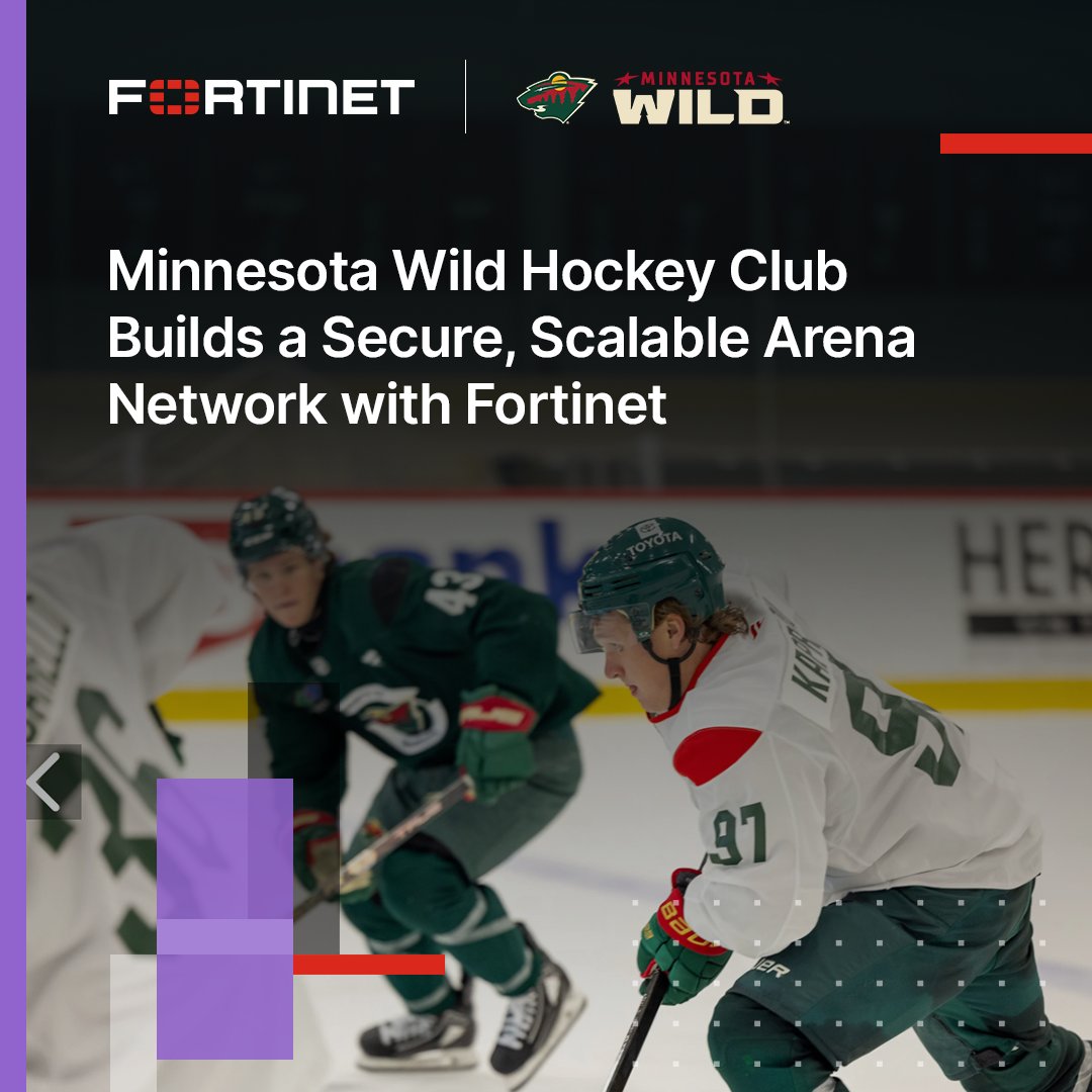 Fortinet's tweet photo. Home team advantage starts with a secure network. 🏒

The Minnesota Wild (@mnwild) Hockey Club relies on Fortinet to support a high-demand arena environment across #NHL games, concerts, tournaments, training facilities, and more.

✅ Centralized visibility across arena operations
✅ Simplified network management for a lean IT team
✅ 50% reduction in managed services tickets

See how we're keeping game day connected and secure: https://t.co/5jI7Nq4qXZ