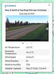 LaPrairieWorks's tweet photo. 511 Conditions Snapshot – Northern Alberta (8:00am): Bare-dry conditions in the north this morning. Drive with caution and adjust travel speeds accordingly. Conditions may change. Check 511 Alberta for updates. https://t.co/pFWvqM2QKK https://t.co/ZqMc5vGp0i