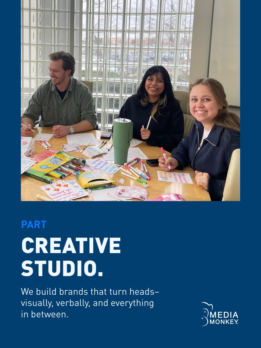 MediaMonkeyLLC's tweet photo. Part creative studio. Part strategy team. Fully obsessed with helping brands grow. 💙 

Happy #WorldMarketingDay from the MediaMonkey Team — here's to every marketer turning ideas into impact. 🙌 

#Marketing #MediaMonkey https://t.co/H5HLJVi5iu