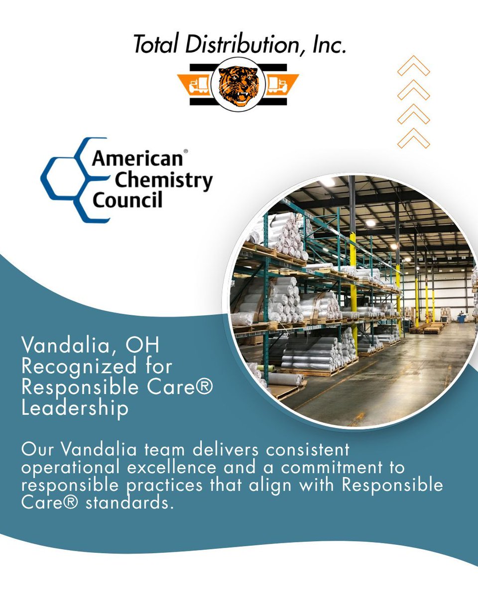 Total_Dist's tweet photo. Congratulations to our Vandalia team for receiving a 2026 Responsible Care® Award. Their commitment to responsible operations and consistent performance supports this honor.

#peopleoftdi
#totaldistributioninc https://t.co/6NGbThyi9L