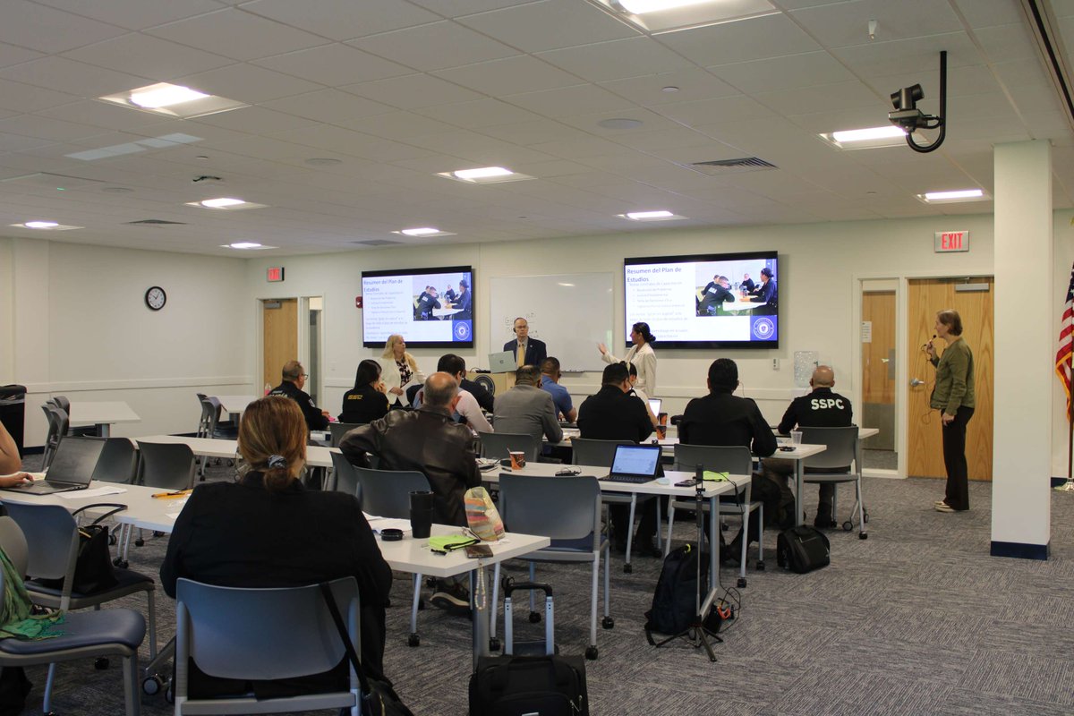 MassMPTC's tweet photo. Last week we welcomed police officials from Mexico for a day of learning, collboration &amp; info sharing. They toured Marlborough Academy, explored training programs, saw a SWAT vehicle display, experience our MILO simulator &amp; engaged in valuable questions and discussion. https://t.co/7JVo9JAztm