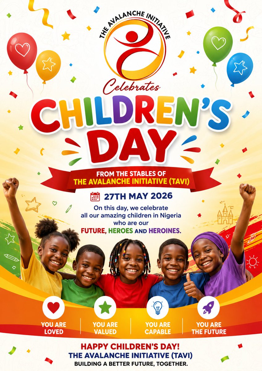 SamsonOmotosh11's tweet photo. Happy Children’s Day to every amazing child in Nigeria and across the diaspora. 🌟

At TAVI, we celebrate your dreams, talents, and future greatness. We also stand with the families of the abducted children in Oriire LGA, Oyo State, praying for their safe return home. 🙏 https://t.co/MwjwuPUxA6