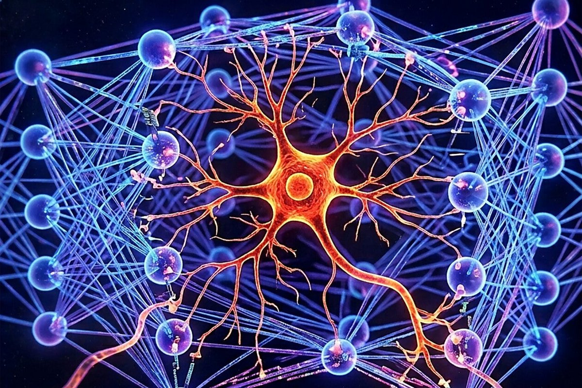 Yale's tweet photo. Complexity in the brain may begin with surprisingly simple patterns.

Yale physicist Christopher Lynn studies how thousands of neurons work together to create complex systems. By zooming in on individual neurons, he found that these intricate cells may operate in simpler ways than previously understood, offering new insight into how larger neural systems function.

Learn how this research is reshaping our understanding of the brain: https://t.co/JK4wBnyGVi