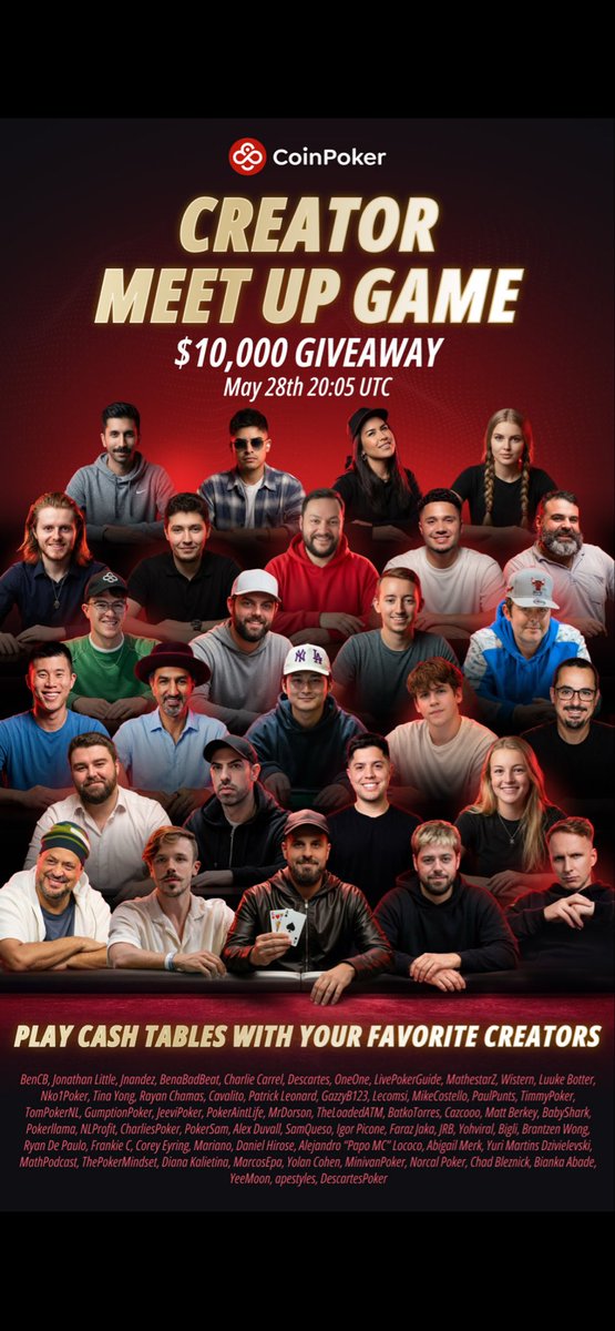 LivePokerGuideA's tweet photo. Tomorrow (4.05pm ET) I’m jumping into the CoinPoker Creator Clash live on stream.

This is a last-longer battle between CoinPoker creators in the ₮22 6-Max PKO,
I’ll also play a few micro-stakes cash games.

Join with Code LPG https://t.co/E4cp3KYbQb
