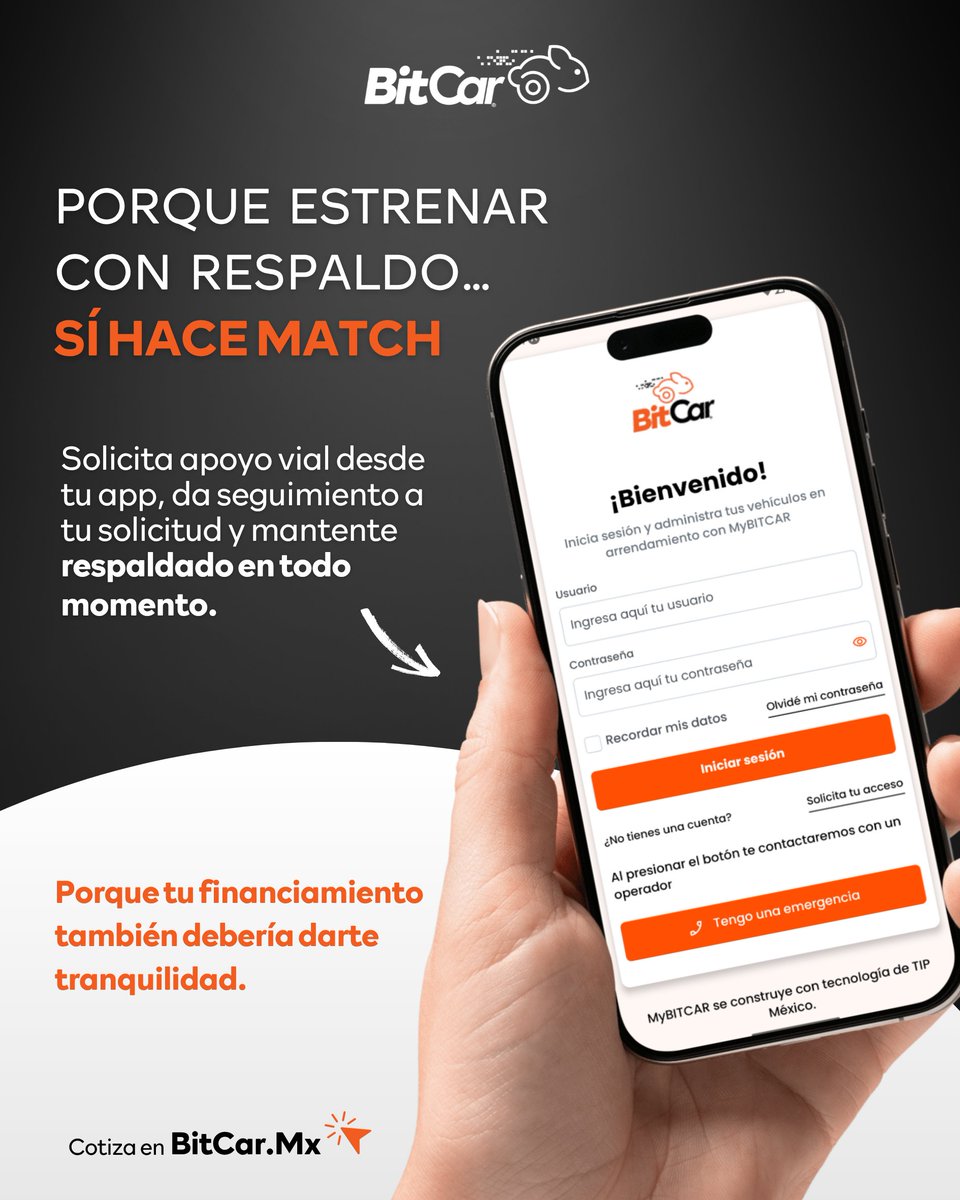 bitcar_mx's tweet photo. .
Estrenar no debería venir con incertidumbre. 🚗💙
Con BitCar, además de tu auto, tienes respaldo real cuando lo necesitas: apoyo vial, seguimiento desde la app MyBitCar y acompañamiento durante tu plan. Porque tranquilidad también es parte del camino. #ATuManera https://t.co/HZvKJFMDAn