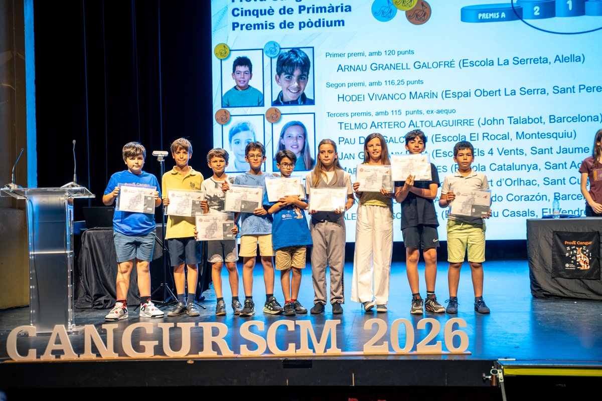 soccatmat's tweet photo. Les matemàtiques també poden despertar curiositat, creativitat i ganes de superar reptes.

La #ProvaCangur 2026 ho ha tornat a demostrar amb milers d’estudiants participants arreu del territori. 👏📚

Enhorabona a tots els premiats i participants!

#ProvaCangur #SCM #Matemàtiques https://t.co/6QyM4bHFBE