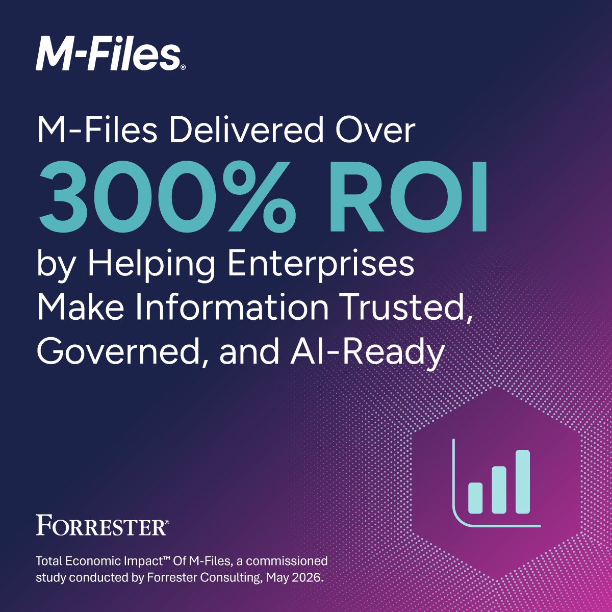 M_Files's tweet photo. AI is delivering answers faster than ever, but many organizations still can’t trust the information behind them.

A new Forrester TEI study commissioned by M-Files found 301% ROI, $8M NPV over 3 years, and 65% faster document search &amp; summarization.

https://t.co/4OQfXmUNor https://t.co/jXDOhMh3TV