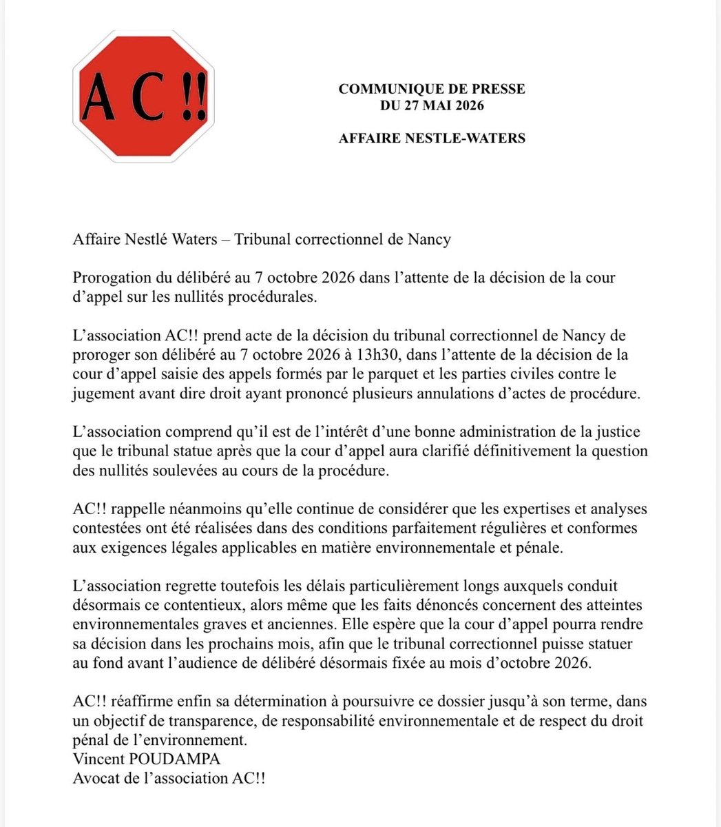 ClaudeMarcel54's tweet photo. AC!! Anti- Corruption ne peut être satisfait dans ce report , Nestle doit être condamné rapidement car cela fait des plusieurs années que cela dure . https://t.co/7AnBLWW3ug