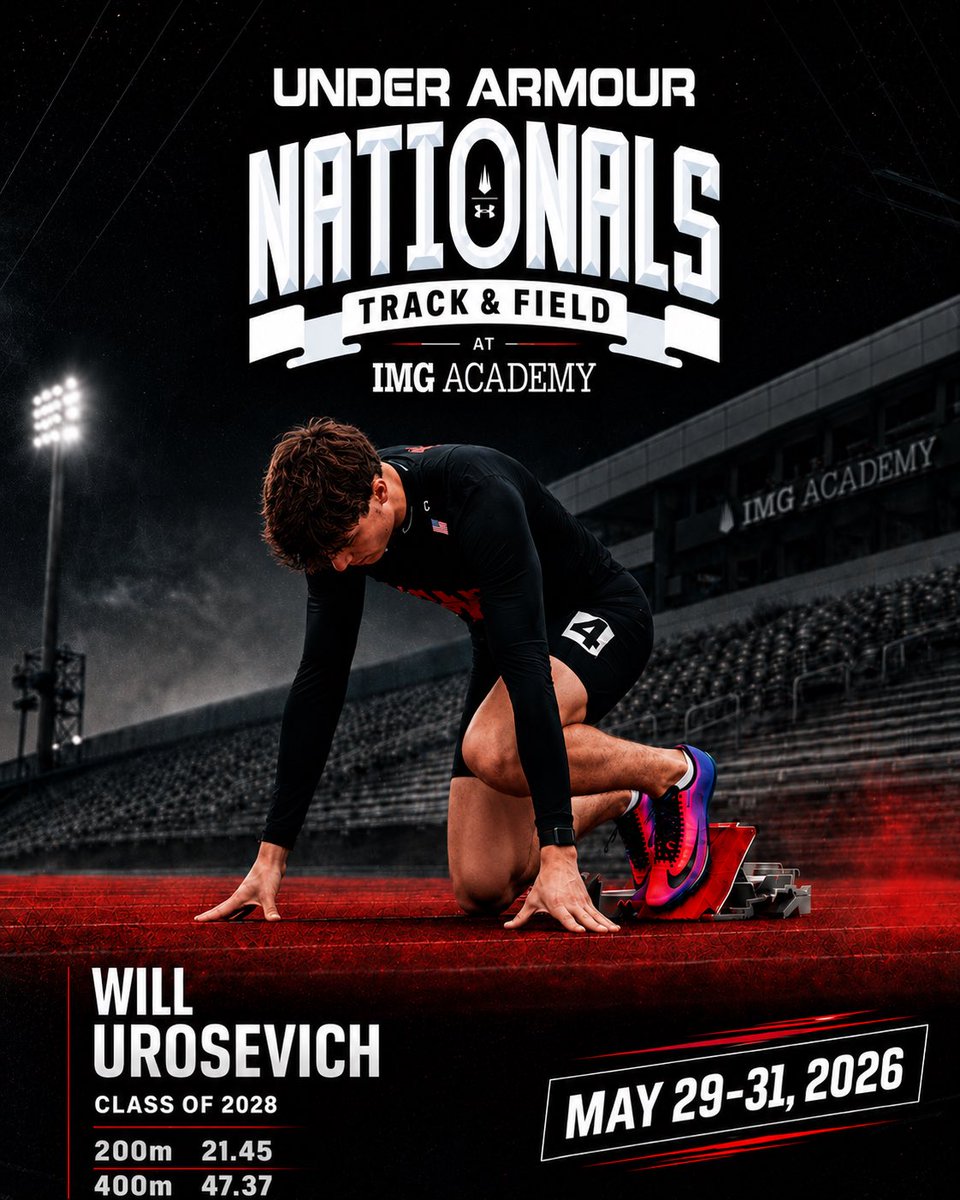willurosevich's tweet photo. Under Armour Track &amp; Field Nationals at
IMG Academy, May 29th-31st
200m 21.45 | 400m 47.37

#UANationals #UnderArmour #TrackAndField #RunnerSpace #Classof2028 #IMG https://t.co/uPEXRaxOSt