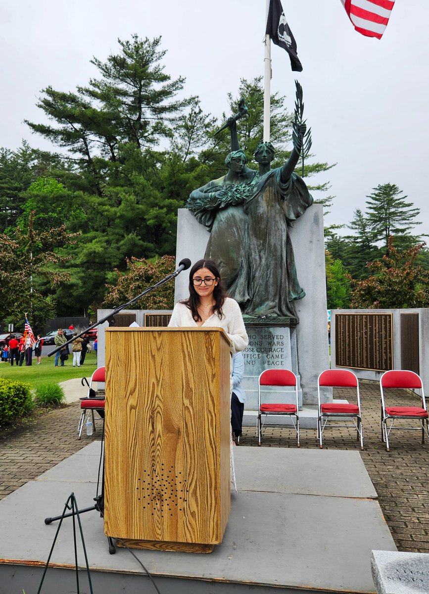 qufsd's tweet photo. Queensbury High School junior Bella Nieves was chosen to read her essay titled, “250 years of patriotic sacrifice,” during the Memorial Day Remembrance Ceremony on Monday, May 25. https://t.co/WOPRWWF3dd