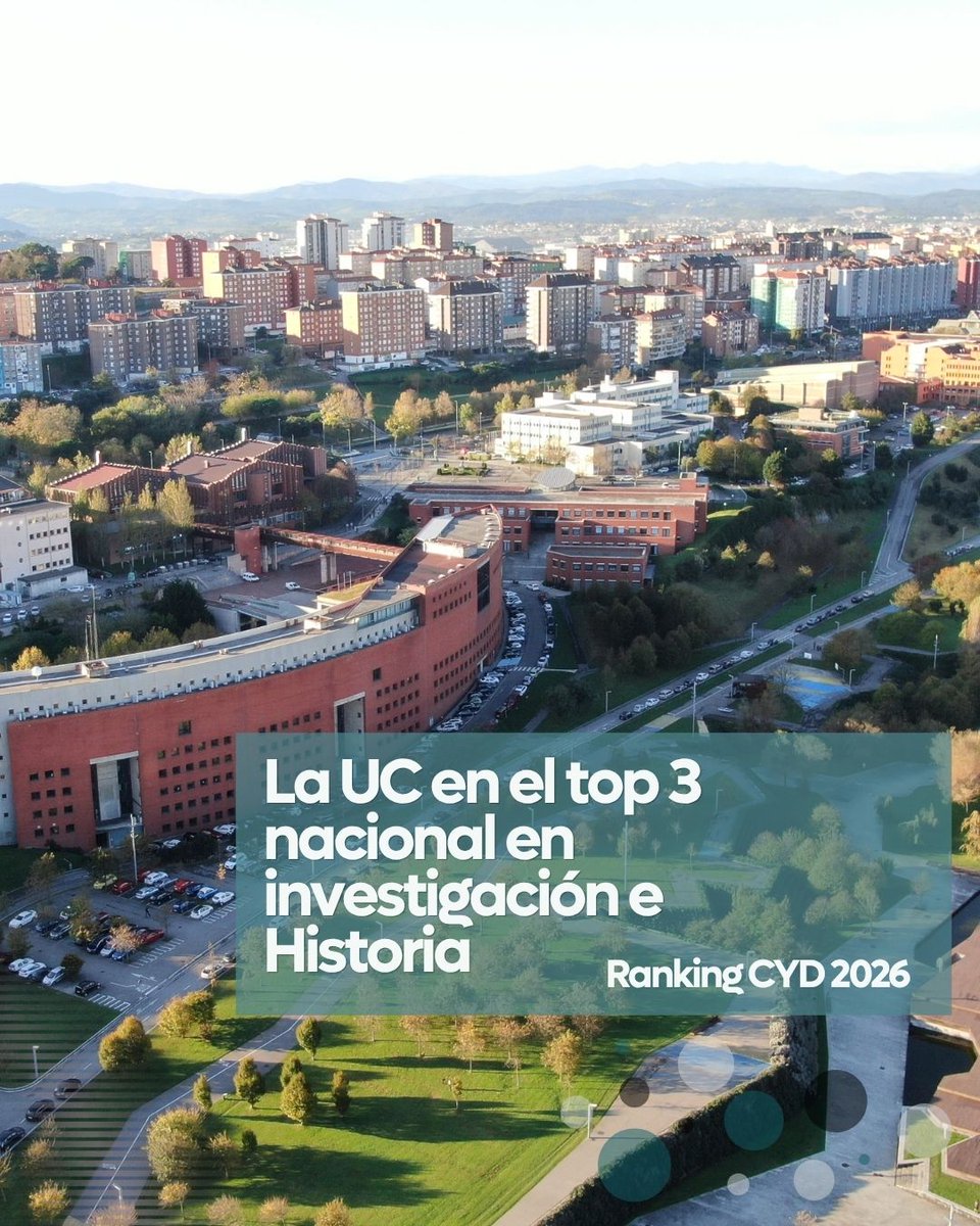 unican's tweet photo. La UC figura entre las instituciones académicas más destacadas en la edición 2026 del Ranking @Fundacion_CYD, situándose en la segunda posición  tanto en investigación como en el ámbito de Historia.

¡Gracias a todas las personas que lo hacéis posible!

ℹ️https://t.co/9CXQpAufrA https://t.co/URSnHIlHBH