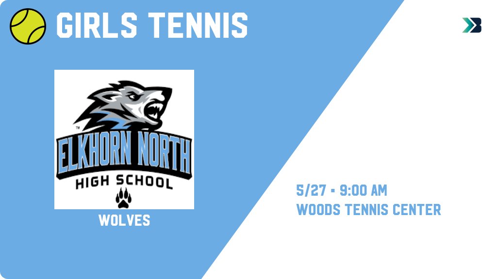 ENHS_Activities's tweet photo. Girls Tennis (Varsity) Game Day! - Check out the event preview for the Elkhorn North High School Wolves. It starts at 9:00 AM and is at Woods Tennis Center. https://t.co/kBmtFcbvb4 https://t.co/BIyeOWhAfF