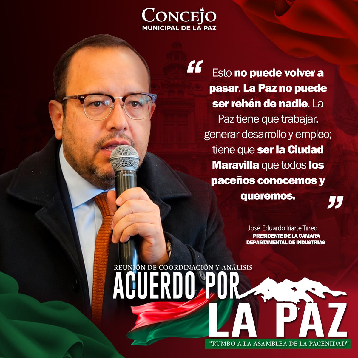 TuConcejoLP's tweet photo. 🏛️ ¡La Paz necesita trabajar y generar empleo! En el "Acuerdo por La Paz", escuchamos la firme demanda del sector industrial para proteger la economía de la Ciudad Maravilla frente a las medidas que la asfixian. ¡Promovemos el diálogo por el desarrollo! ✅
#Institucionalidad https://t.co/xUxJrSsVxq
