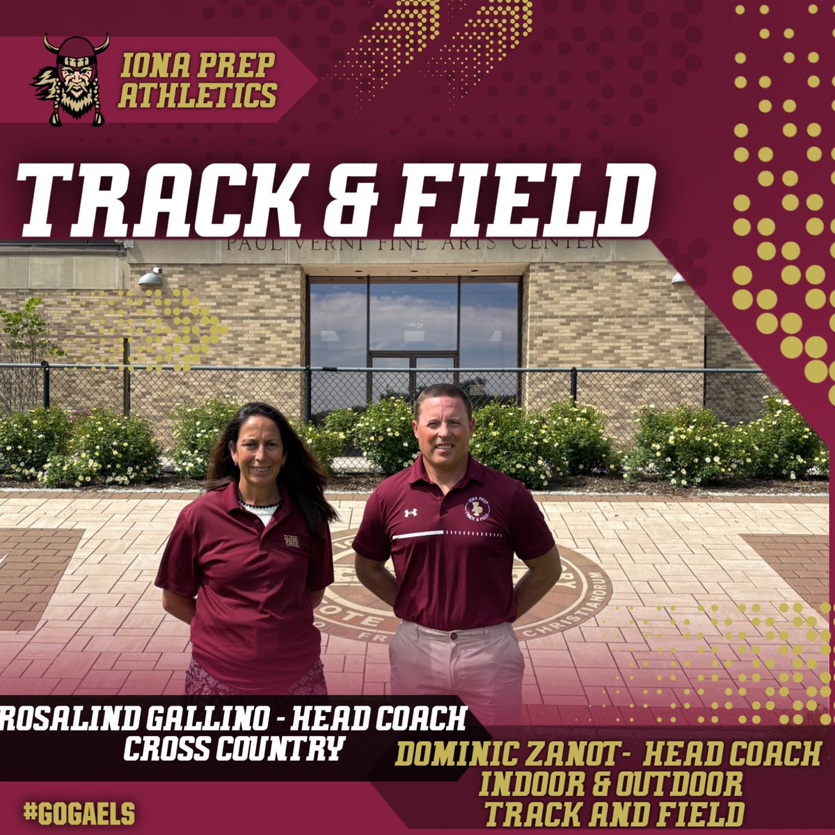 IonaPrepSports's tweet photo. We’re excited for the next chapter of Iona Prep Track &amp; Field! 
Welcome Mrs. Rosalind Gallino as our new Cross Country Head Coach and Mr. Dominic Zanot as our new Indoor &amp; Outdoor Track &amp; Field Head Coach. Grateful for their dedication and excited for what’s ahead. 
#GoGaels💨 https://t.co/QsyOgPHXnY