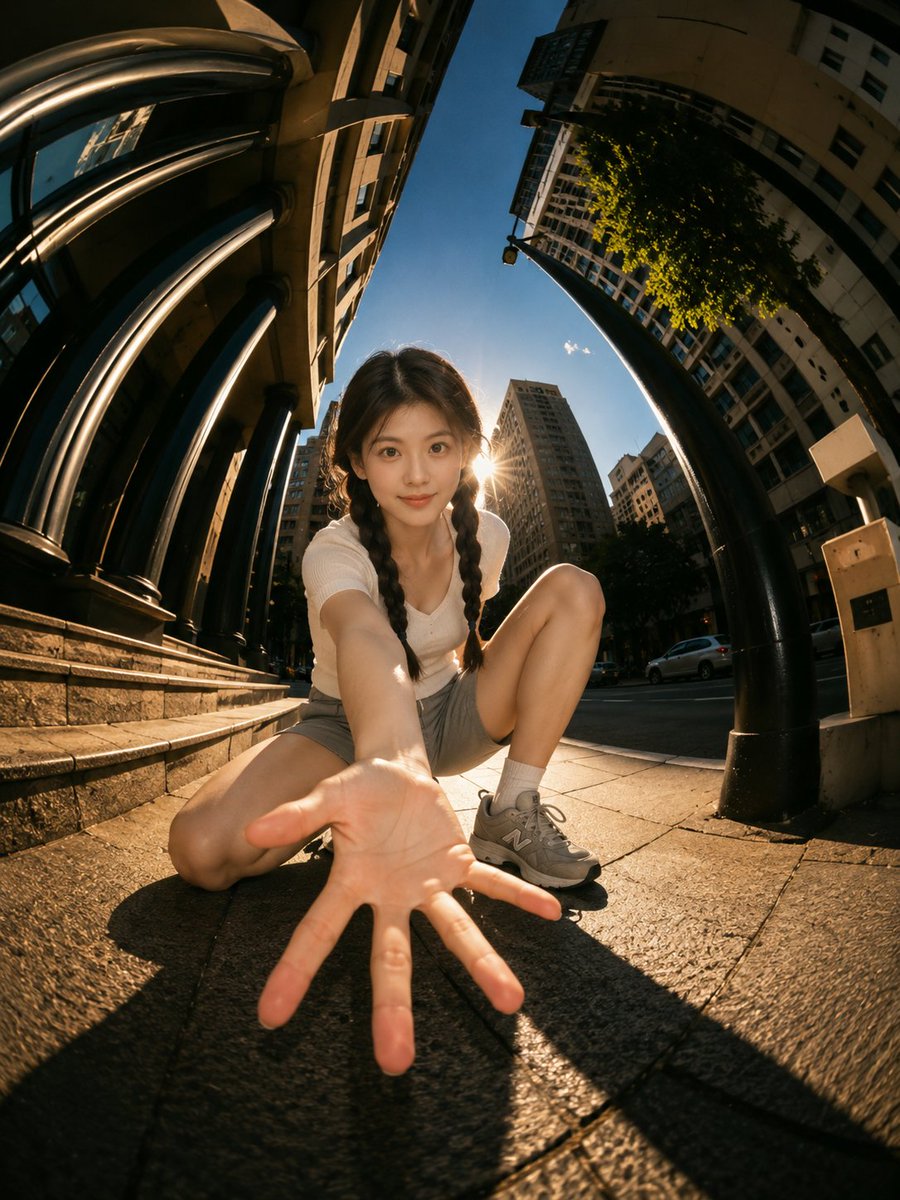 Cinematic Fisheye Urban Portrait