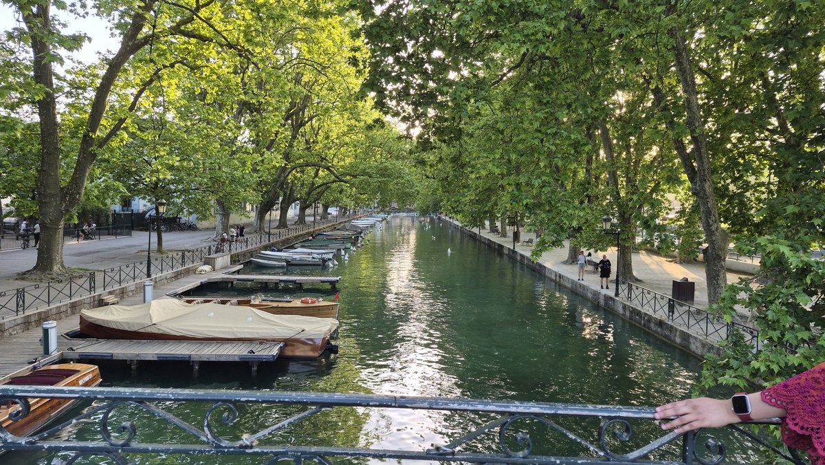 BryanSlog's tweet photo. Canal du Vassé, de Mars, the berths sit under old plane trees with a clear view of the Pont des Amours. https://t.co/XMOOAkP55E