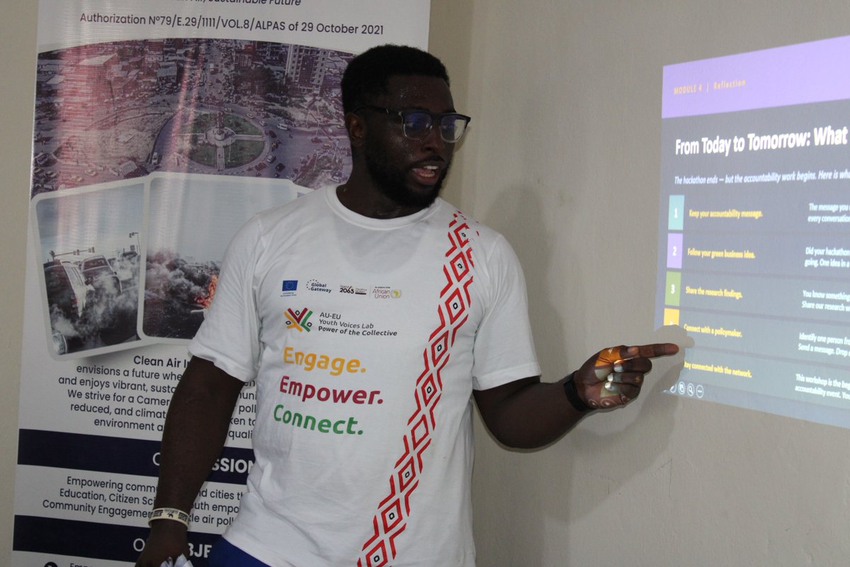 AshangwaH's tweet photo. A hackathon isn't always about tech. 💡  
Last Saturday in Douala — 5 teams, 5 green challenges, 3 minutes to pitch a real business idea that creates jobs &amp; demands policy change.  
Young people didn't lack ideas. They lacked the infrastructure to back them. 🌍#GreenJobs  #SDGs https://t.co/cJiSMg6j7E