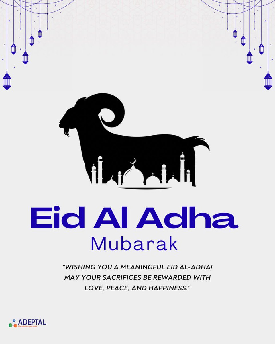 Adeptal_Limited's tweet photo. 🕌🐏
    As we celebrate Eid Al-Adha, may your sacrifices be rewarded with abundant joy, love, and success.
    Wishing our valued clients, partners, and community a meaningful celebration filled with peace and gratitude. ✨

Warm wishes from Adeptal Limited. 💙 https://t.co/VknKQKWirc