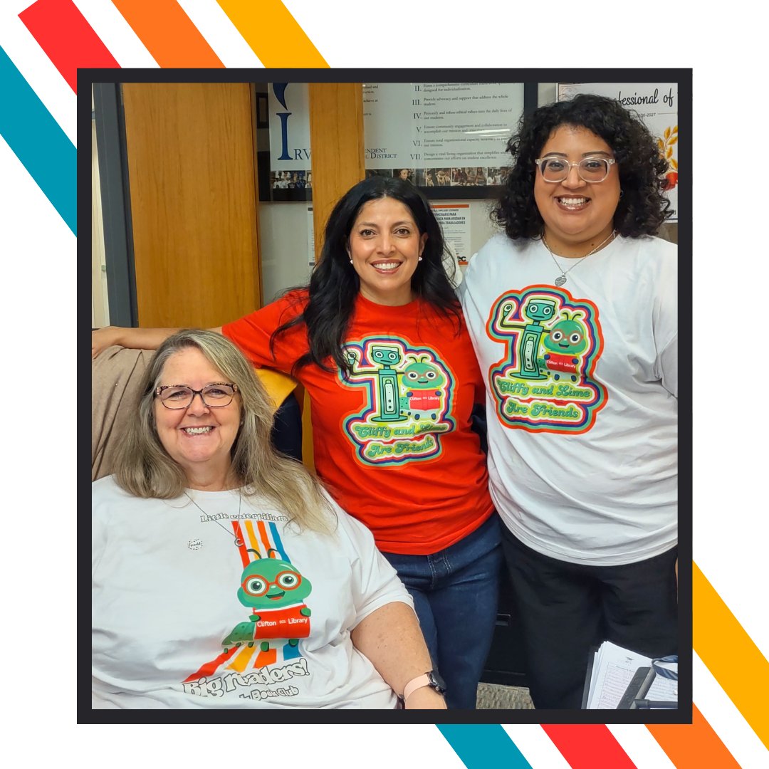 ECliftonLibrary's tweet photo. Little caterpillar, big fan club! Our front office friends are reppin' Cliffy's Book Club and Optimus Lime (our most favorite resident JuiceBot) today!@juice.bot.aux @IrvingLibraries @JudyBBoone @CliftonECS #cliftonreads #cliffyandlimearefriends https://t.co/KpxgT72HdY