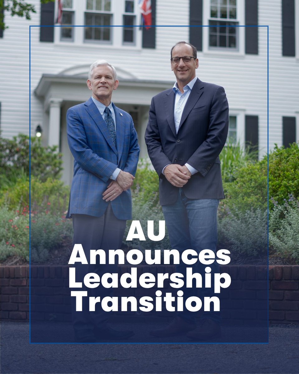 AmericanU's tweet photo. Today, American University announces that President Jonathan Alger will step down on June 30, 2026, as he prepares to become the inaugural America 250 Fellow, a joint appointment with the American Council on Education (@ACEducation) and the American Association of Colleges and Universities (@aacu). David Marchick (@DeanMarchick), dean of the Kogod School of Business (@KogodBiz), will serve as interim president beginning July 1, 2026. 
 
The AU community is grateful for President Alger’s leadership and looks ahead with confidence as Dean Marchick leads the university forward, building on the momentum of Meet Our Moment and AU’s mission to prepare students lives and careers of meaning and purpose.
