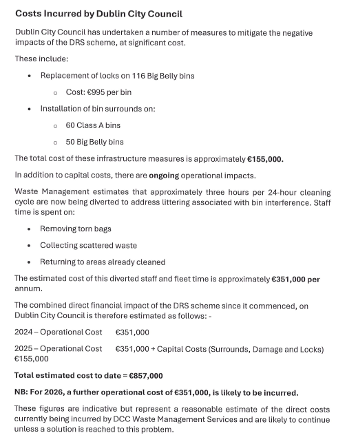 kenfoxe's tweet photo. Dublin City Council said Re-turn bottles and cans had become a “monetary commodity”, leading to bin scavenging, scattered rubbish, extra cleaning work and a hefty bill for locks, bin surrounds and staff time.

Latest FOI records available online at:

https://t.co/Ba9QrOFsjJ https://t.co/kdpWEVoyDz