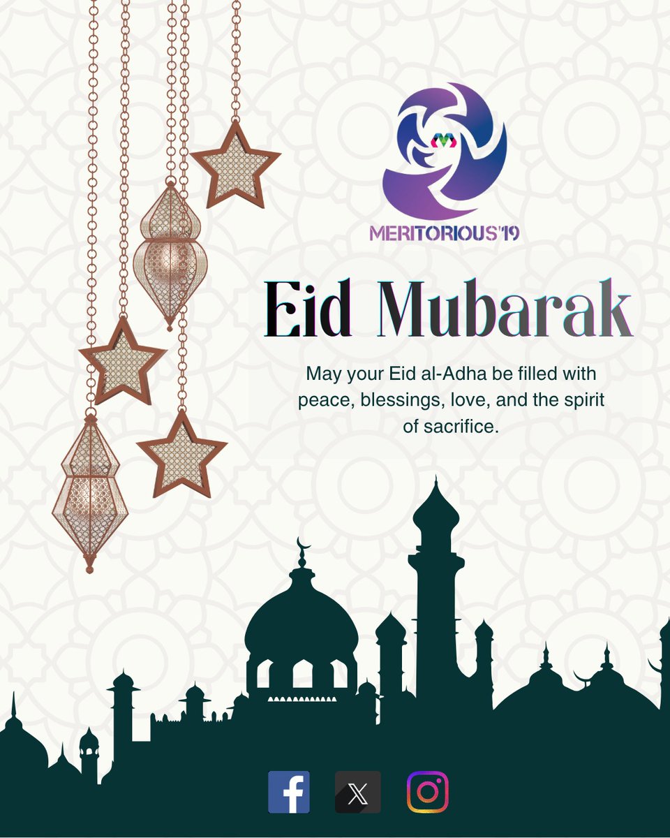 19Meritorious's tweet photo. The core of Eid ul-Adha lies in compassion. It’s about strengthening the bonds of kinship and making sure that while we celebrate, our relatives and community members are not forgotten.

Wishing you and your family a generous and blessed Eid Mubarak!

#meritorious19 #eidmubarak https://t.co/oGKCWZz00I