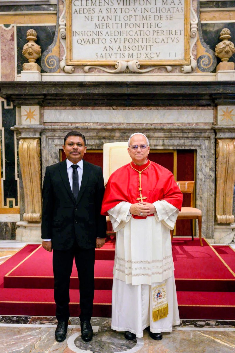 SLUNGeneva's tweet photo. Permanent Representative, His Excellency Sumith Dassanayake  @SumithDasanyake presented Credentials to His Holiness Pope Leo XIV as Sri Lanka’s next Ambassador to the Holy See with Residence in Geneva on 21 May 2026. 🇱🇰🤝🇻🇦 #DiplomacyLk 
Read More ➡️ https://t.co/leGF8VafH8 https://t.co/CQOIL5rZ8E