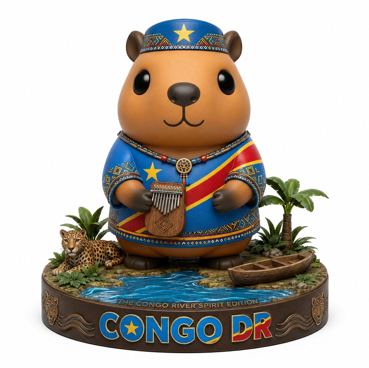 CapyCryptocoin's tweet photo. THE RHYTHM OF THE GREAT RIVER. 🇨🇩🛶🐆

Day 42 of #CapyCup2026 continues Group K with DR Congo!

The Congo River Spirit Edition honors the culture, musical soul and wild beauty of DR Congo. Dressed in a flag-inspired outfit and holding a handcrafted likembe, our Capy stands above the flowing waters of the Congo River, surrounded by tropical foliage, a wooden canoe and a proud leopard companion. A tribute to rhythm, identity and the fearless spirit of the Leopards.

Follow the flow: https://t.co/yxunkTZTAy

#CapyCup2026 #DRCongo #DRC #Leopards #CongoRiver #Likembe #NFT #Web3 #Polygon #DesignerToys #Capybara #WorldCup #Africa