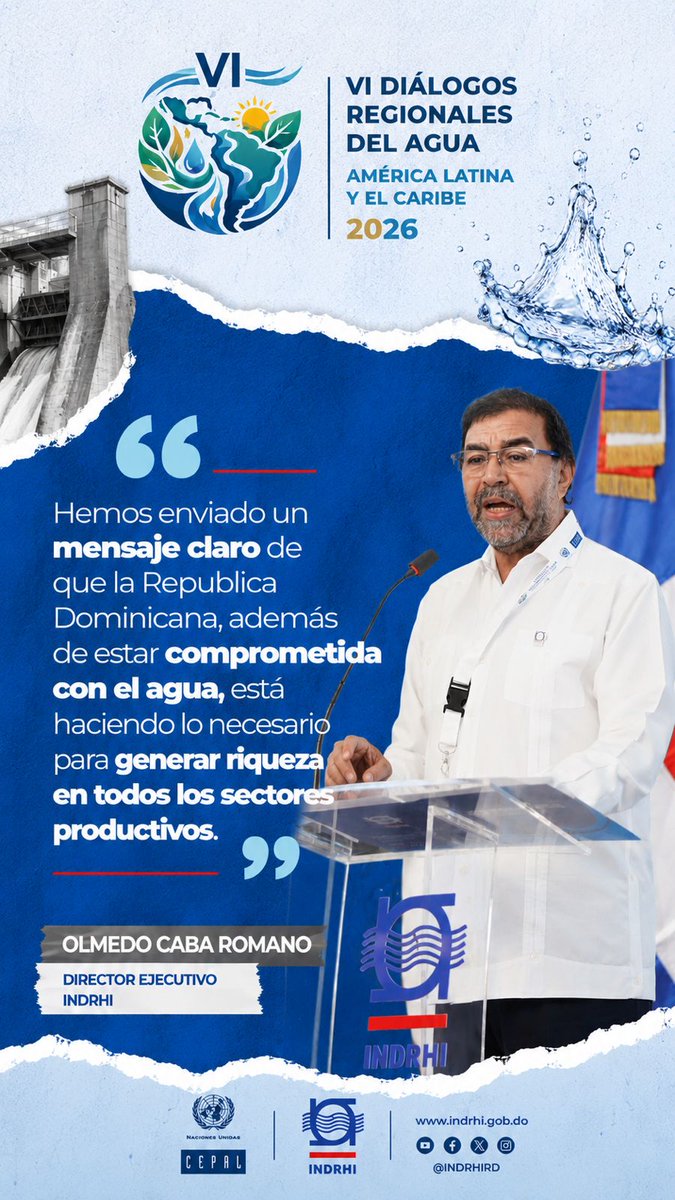 INDRHIRD's tweet photo. 💧🇩🇴 República Dominicana continúa fortaleciendo su compromiso con el agua y el desarrollo sostenible de la región.

🗣️ Olmedo Caba Romano, director ejecutivo del INDRHI, durante los VI Diálogos Regionales del Agua 202 https://t.co/KSGP511kER
